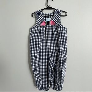Patsy Aiken jumpsuit girls 2t plaid bow sleeveless